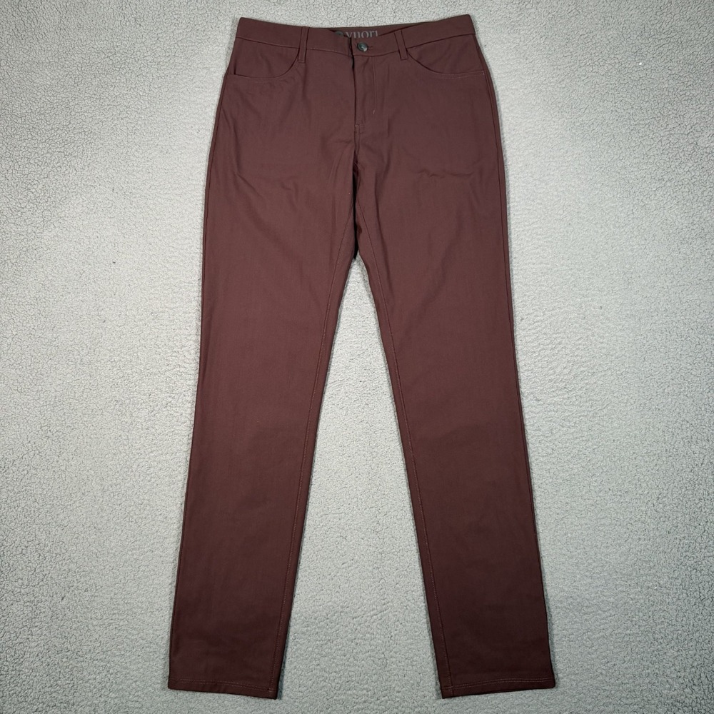 Vuori Meta Pants Mens 32x33 Mauve Athletic Slim Fit Performance Tech Chino Logo